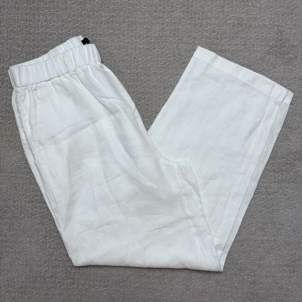 Quince 100% European Linen Ankle Pants White Coastal Minimalist Old Money Resort